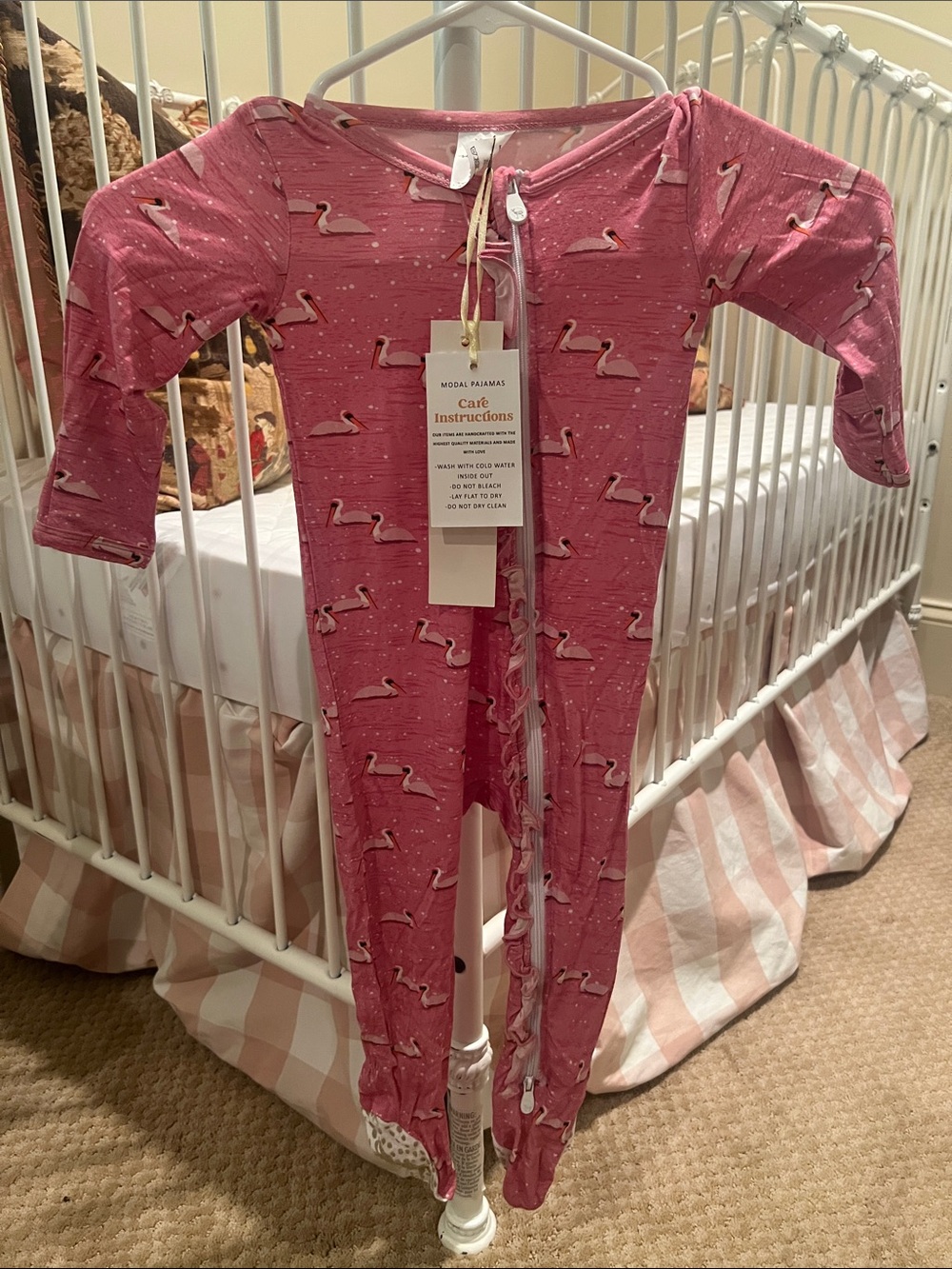 NWT Velvet Pink Pelican Bird Footed One-Piece Pajamas